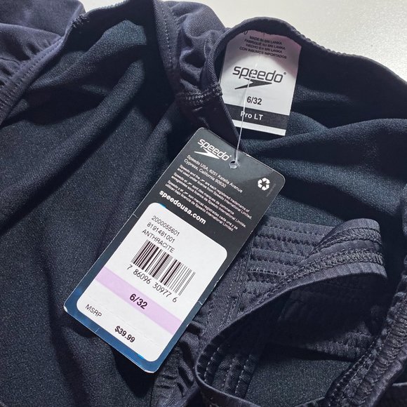 SPEEDO "PRO LT" BLACK SMALL / MEDIUM WOMENS ONE-PIECE RACING SWIMSUIT - NWT - Picture 6 of 7